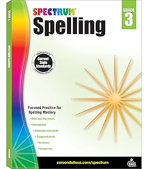 Seller image for Spectrum Spelling Workbook Grade 3, Ages 8 to 9, 3rd Grade Spelling Workbook Covering Phonics, Handwriting Practice with Vowels, Consonants, Dictionary Skills, and More, Spelling Books for 3rd Grade for sale by Goodwill Books