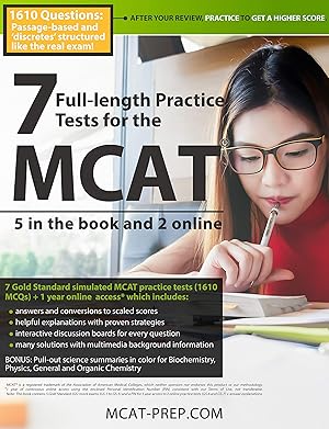Immagine del venditore per 7 Full-length MCAT Practice Tests: 5 in the Book and 2 Online: 1610 MCAT Practice Questions based on the AAMC Format venduto da Goodwill San Antonio