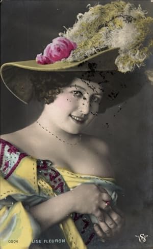 Seller image for Ansichtskarte / Postkarte S�ngerin Lise Fleuron, Portrait, Federhut, coloriert for sale by akpool.de - akpool GmbH