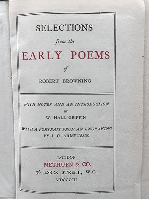 Immagine del venditore per selections from the early poems of Robert Browning venduto da Henbane Books