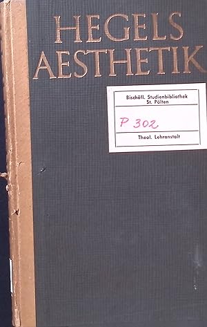 Bild des Verk�ufers f�r Hegels Aesthetik. zum Verkauf von books4less (Versandantiquariat Petra Gros GmbH & Co. KG)