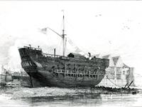 The Discovery, Convict-Ship (lying at Deptford), etching