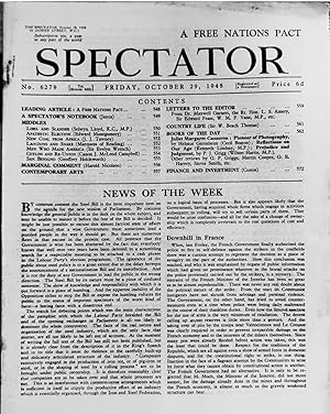 Immagine del venditore per The Spectator Friday, October 29, 1948 / Wilson Harris "The Civil War in China" / Canon J McLeod Campbell "Ceylon And Re-Union" / Selwyn Lloyd "Libel And Slander" / Edward Montgomery "Apathetic Election" / J J Tawney "New Coal From Africa" / The Marquess Of Reading "Laocoons And Snake" / Sir Evelyn Wrench "Men Who Mage America" / Geoffrey Holdsworth "San Benigno" venduto da Shore Books