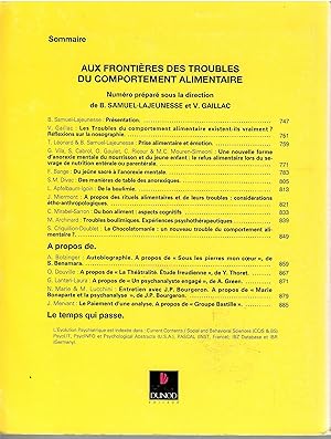 Seller image for L'�volution psychiatrique. Cahiers de psychologie clinique et de psychopathologie g�n�rale. Tome 60. Fascicule 4. Octobre-d�cembre 1995 - Aux fronti�res des troubles du comportement alimentaire for sale by Librairie Diona