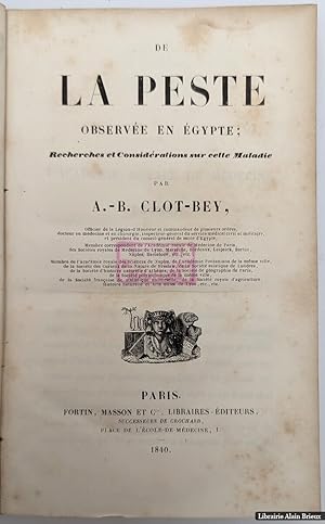 Bild des Verk�ufers f�r De la peste observ�e en �gypte; Recherches et Consid�rations sur cette Maladie zum Verkauf von Librairie Alain Brieux