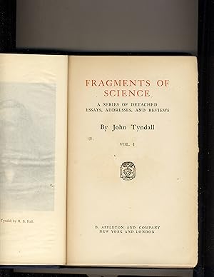 Immagine del venditore per Fragments of Science A Series of Detached Essays, Addresses, and Reviews venduto da Richard Lemay