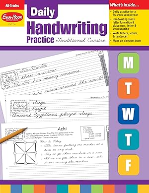 Image du vendeur pour Evan-Moor Daily Handwriting Practice Traditional Cursive, Kindergarten-Grade 6, Homeschooling and Classroom Resource Workbook, Penmanship, Writing, Letter Placement, Spacing, Alphabet Synonyms mis en vente par Greenworld Books