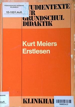 Imagen del vendedor de Erstlesen. Studientexte zur Grundschuldidaktik a la venta por books4less (Versandantiquariat Petra Gros GmbH & Co. KG)