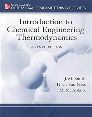 Imagen del vendedor de Introduction to Chemical Engineering Thermodynamics (The Mcgraw-Hill Chemical Engineering Series) a la venta por ZBK Books