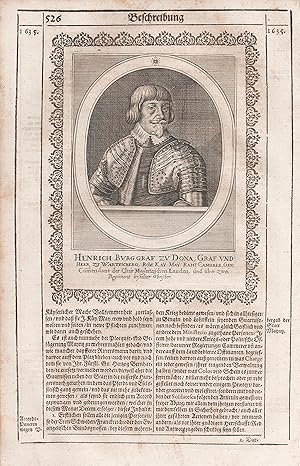 Bild des Verk�ufers f�r "Henrich Burggraf zu Dona" - Heinrich von Dohna-Wartenberg (1590-1651) Graf Wartenberg earl Feldherr / Portrait zum Verkauf von Antiquariat Steffen V�lkel GmbH