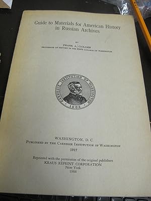 Immagine del venditore per Guide to Materials for American History in Russian Archives venduto da Stony Hill Books
