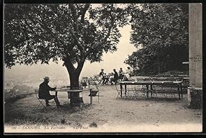 Carte postale Sannois, La Terrasse avec vue panoramique et ambiance paisible sous les arbres