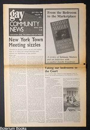 Imagen del vendedor de GCN: Gay Community News; the weekly for lesbians and gay males; vol. 16, #1, July 10-16, 1988; NY Town Meeting Sizzles a la venta por Bolerium Books Inc.
