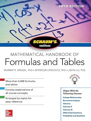 Imagen del vendedor de Schaum's Outline of Mathematical Handbook of Formulas and Tables, Fifth Edition a la venta por Bay State Book Company