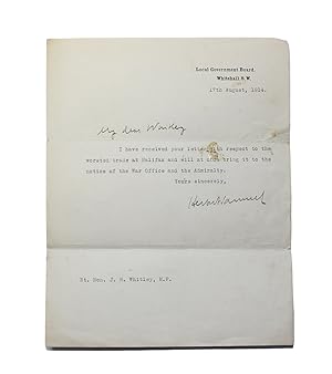 Seller image for An Original Typed and Signed Letter by Herbert Samuel for sale by Lasting Words Ltd