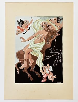 Seller image for L'Enl&egrave;vement d'Europe. Litografia colorata a pochoir. for sale by Libreria Antiquaria Pregliasco