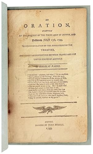 An Oration, Written at the Request of the Young Men of Boston, and Delivered, July 17th 1799, in ...