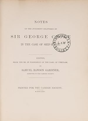 Von der Verkäuferin bzw. dem Verkäufer bereitgestelltes Bild für Notes of the Judgement Delivered by Sir George Croke in the Case. zum Verkauf durch The Lawbook Exchange, Ltd., ABAA  ILAB