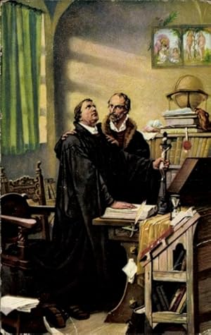 Ansichtskarte / Postkarte Reformationsjubiläum 1917, Luther und Melanchthon, Globus