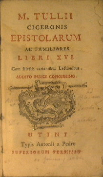 Imagen del vendedor de Epistolarum ad Familiares a la venta por Antica Libreria Srl