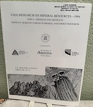 Immagine del venditore per USGS Research on Mineral Resources 1994; Part A - Program and Abstracts; U.S. Geological Survey Circular 1103-A venduto da Crossroads Books