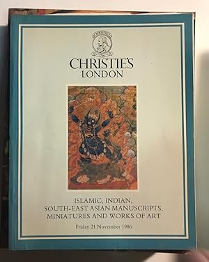 Imagen del vendedor de Christie's Auction Catalog: Islamic. Indian, South-East Asian Manuscripts, Miniatures and Works of Art, London 21 November 1986 a la venta por Surabhi Art Books