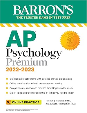 Seller image for AP Psychology Premium, 2022-2023: Comprehensive Review with 6 Practice Tests + an Online Timed Test Option (Barron's AP Prep) for sale by Greenworld Books