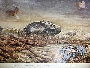 Seller image for Print WW1 a Grand fleet of British tanks grinding their way over the German trenches in the advance near Cambtau for sale by Hammonds Antiques & Books