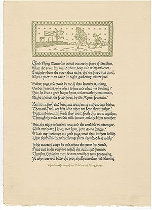 ORIGINAL CHRISTMAS BROADSIDE with GREETINGS from FRIDOLF and MADELINE JOHNSON: "GOOD KING WENCESL...