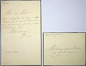 Immagine del venditore per Lettre autographe sign�e venduto da Librairie Trois Plumes