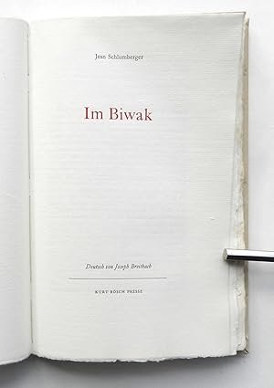 Von der Verkäuferin bzw. dem Verkäufer bereitgestelltes Bild für Im Biwak. Deutsch von Joseph Breitbach. zum Verkauf durch Buch- und Kunst-Antiquariat Flotow GmbH