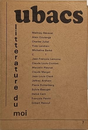 Seller image for ubacs litt�rature du moi for sale by Maison Vallon Librairie
