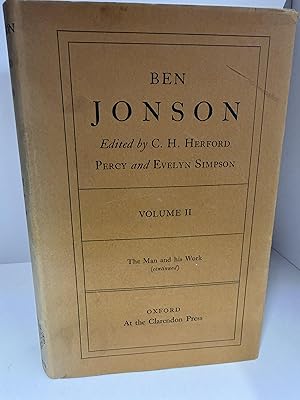 Imagen del vendedor de Ben Jonson: Volume II: The Man and his Work: The Second Volume a la venta por The Shakespeare Birthplace Trust