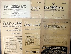 Image du vendeur pour Ost und West : Illustrierte Monatsschrift für das Gesamte Judentum. Konvolut 6 Hefte. XII Jg H. 11 ; XV. Jg. Heft 1-5, XVI Jg Heft 6/7 und Heft 8/9 ; XVIII Jg Heft 1/2 ; XXI Jg H. 11/12; mis en vente par Buchversand Jaschke