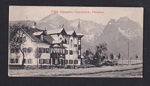 Werbebillet Garmisch, Pension Villa Alpspitz, Zugspitzstrasse 72, Pension gegen die Berge