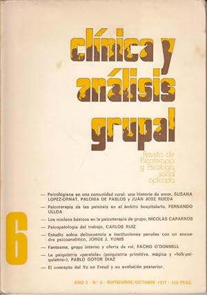 Imagen del vendedor de CL�NICA Y AN�LISIS GRUPAL N�6. SEPTIEMBRE/OCTUBRE 1977. REVISTA DE PSICOTERAPIA Y PSICOLOG�A SOCIAL APLICADA a la venta por Librer�a Vobiscum