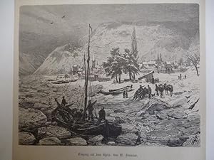 Von der Verkäuferin bzw. dem Verkäufer bereitgestelltes Bild für orig. Holzstich Der Eisgang auf dem Rhein - Rheinland/Pfalz von W. Simmler zum Verkauf durch Allgäuer Online Antiquariat