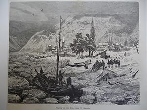 Von der Verkäuferin bzw. dem Verkäufer bereitgestelltes Bild für orig. Holzstich Ijsgang op den Rijn (Eisgang auf dem Rhein) von W. Simmler zum Verkauf durch Allgäuer Online Antiquariat