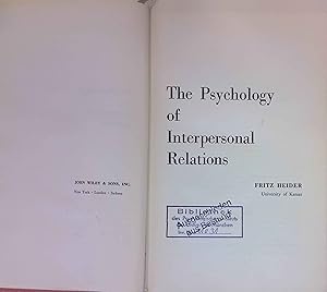 Bild des Verk�ufers f�r The Psychology of Interpersonal Relations. zum Verkauf von books4less (Versandantiquariat Petra Gros GmbH & Co. KG)