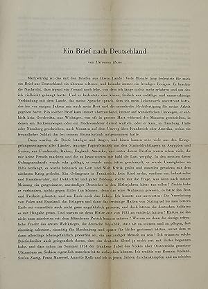 Immagine del venditore per Ein Brief nach Deutschland. [Privatdruck des Dichters]. disponibile per la vendita da Antiquariat Hans Lindner ILAB Einzelunt.