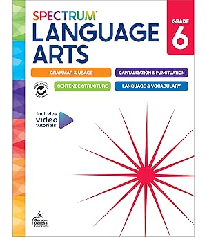 Imagen del vendedor de Spectrum Grade 6 Language Arts Workbook, ELA Middle School Books for Kids Ages 11-12 Covering Grammar, Vocabulary, Sentence Structure, Parts of Speech, and More, Classroom or Homeschool Curriculum a la venta por Upward Bound Books