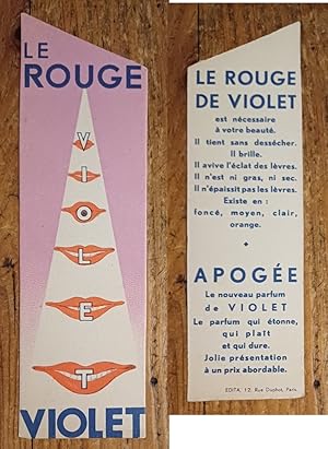 Image du vendeur pour MARQUE PAGE Le ROUGE de VIOLET Parfum APOGEE mis en vente par CARIOU1