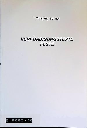 Bild des Verk�ufers f�r Verk�ndigungstexte Feste. Vermittlung, Bd. 36. zum Verkauf von books4less (Versandantiquariat Petra Gros GmbH & Co. KG)