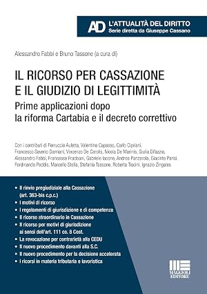 Imagen del vendedor de Il ricorso per cassazione e il giudizio di legittimit�. Prime applicazioni dopo la riforma Cartabia e il decreto correttivo a la venta por Rarewaves.com UK