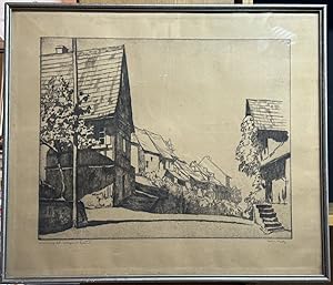 Bild des Verk�ufers f�r Ansicht aus Fessenbach (heute Ortsteil von Offenburg), Radierung, rechts unten mit bleistift signiert und links mit Widmung an "Kollegen Dr. Spraul". zum Verkauf von Antiquariat  Braun