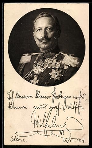 Bild des Verk�ufers f�r Ansichtskarte Kaiser Wilhelm II. in Uniform, Ich kenne keine Parteien mehr - kenne nur noch Deutsche! zum Verkauf von Bartko-Reher