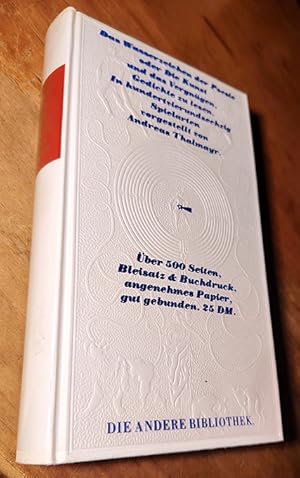 Seller image for (d.i. H.M. Enzensberger), Das Wasserzeichen der Poesie oder Die Kunst und das Vergn�gen, Gedichte zu lesen. In hundertvierundsechzig Spielarten vorgestellt. (= Die Andere Bibliothek 9). for sale by ANTIQUARIAT MATTHIAS LOIDL