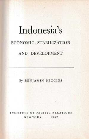 Seller image for Indonesia's economic stabilization and development for sale by Antiquariaat van Starkenburg