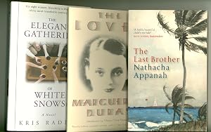 Immagine del venditore per 3 Paperback Novels From Around the World: "The Elegant Gathering of White Snows" by Kris Radish (American); "The Last Brother" by Nathacha Appahah (Mauritius); & "The Lover" by Maguerite Duras (France) venduto da Brothertown Books