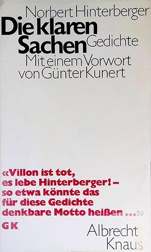 Bild des Verk�ufers f�r Die klaren Sachen zum Verkauf von books4less (Versandantiquariat Petra Gros GmbH & Co. KG)